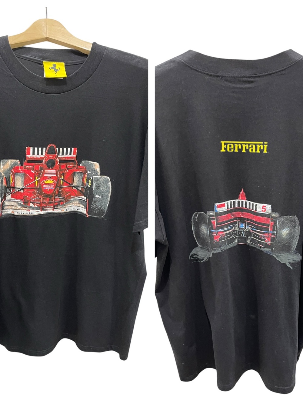 Vintage Ferrari Racing T-Shirt 1996 Black Back And Front Graphics